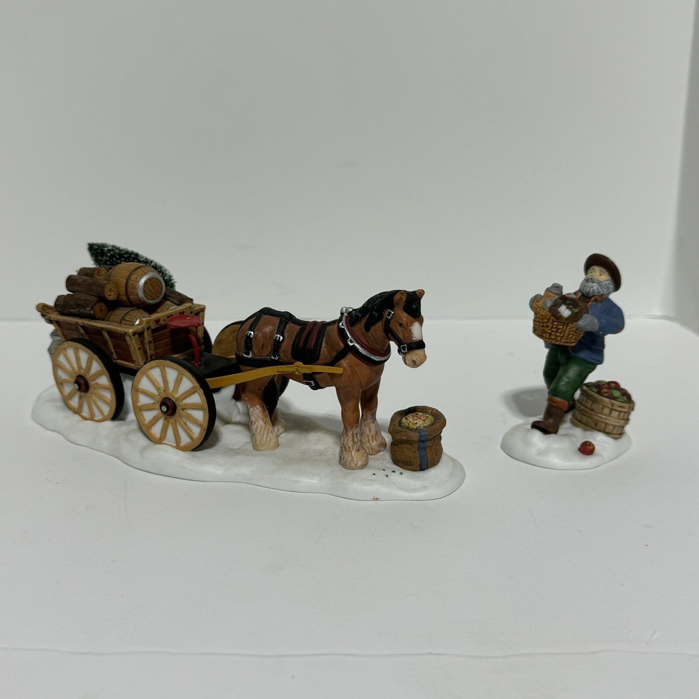 Dept 56 "Load Up The Wagon" Set of 2 - New England Village Series- #56630 w/box - Picture 2 of 16